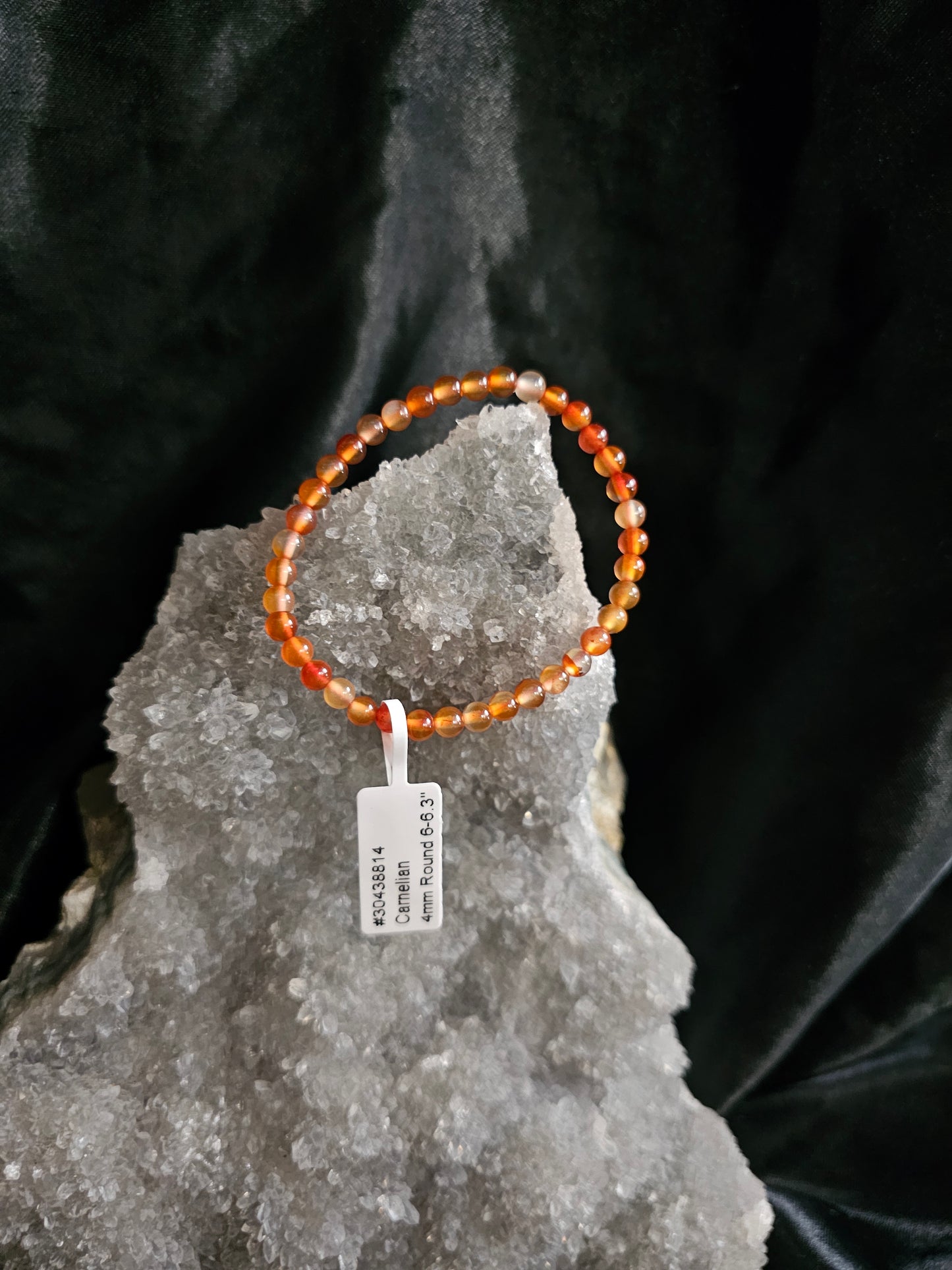 Carnelian Bracelet – 4mm Round, 6–6.3”