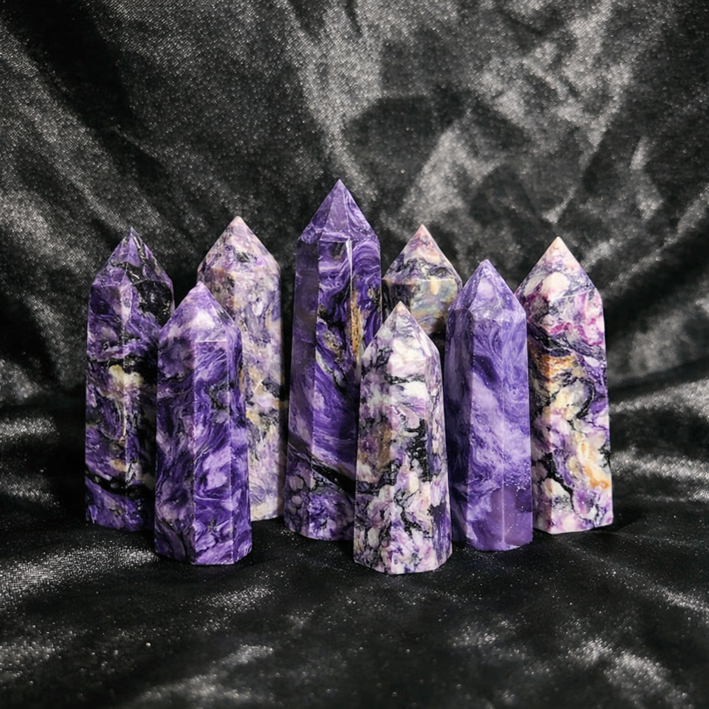 🟣 Charoite Tower — Natural Siberian Swirl Pattern