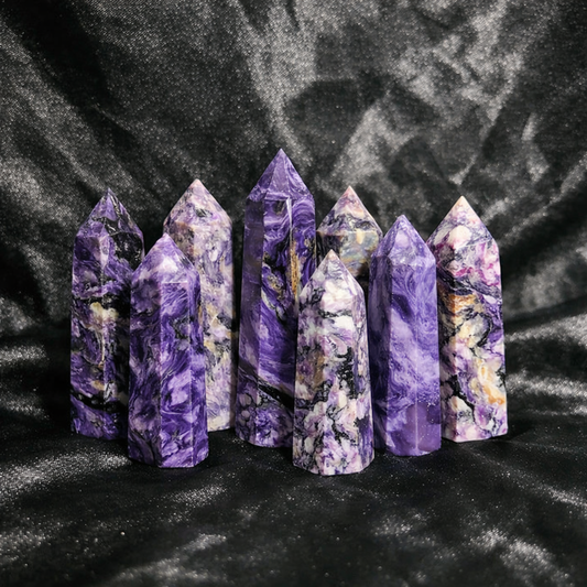 🟣 Charoite Tower — Natural Siberian Swirl Pattern