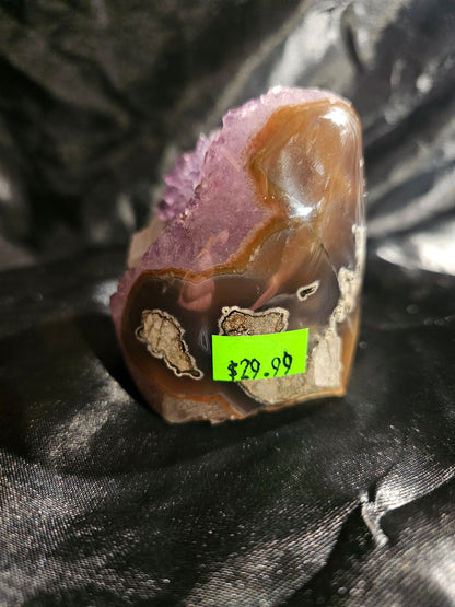 Amethyst Geode with Calcite Crystal