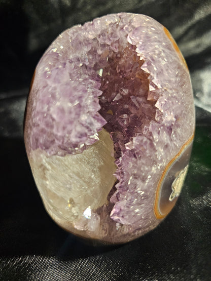 Amethyst Geode with Calcite Crystal