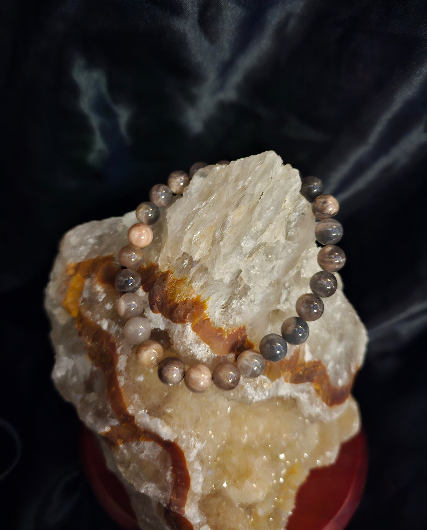 Day N Night Moonstone Bracelet – 8–9.5mm Natural Stone Beads – 8–9.5" Stretch Fit