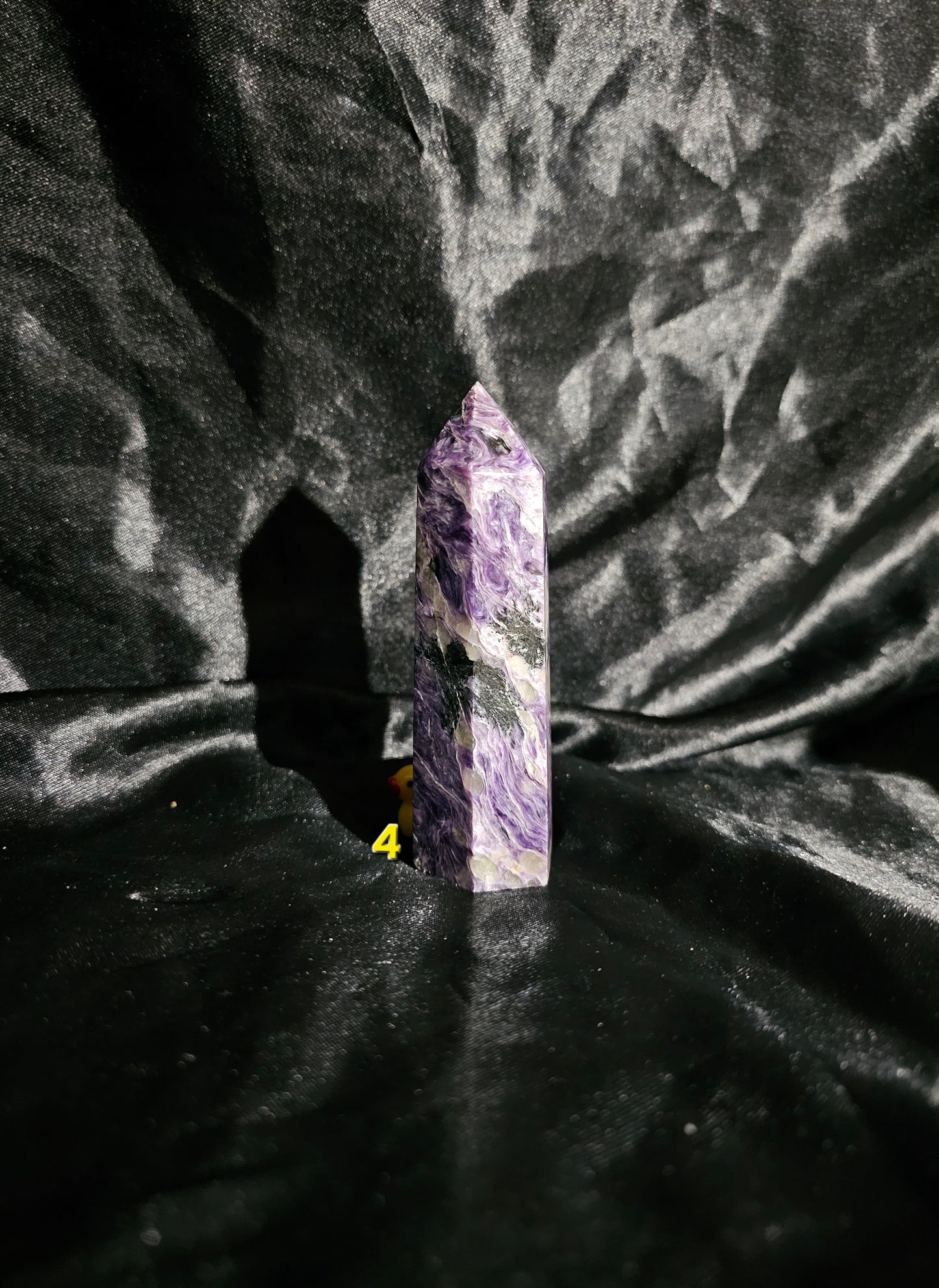 🟣 Charoite Tower — Natural Siberian Swirl Pattern