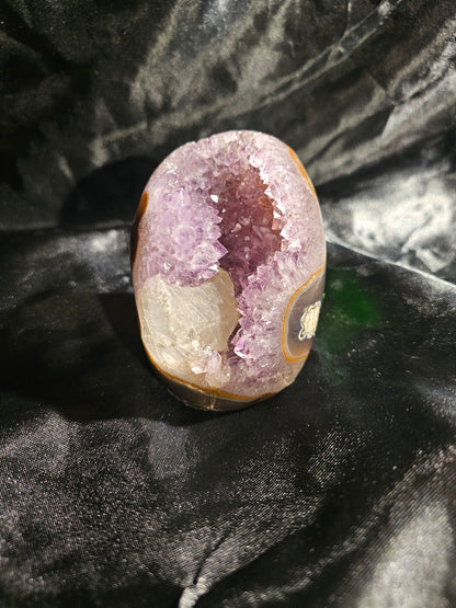 Amethyst Geode with Calcite Crystal