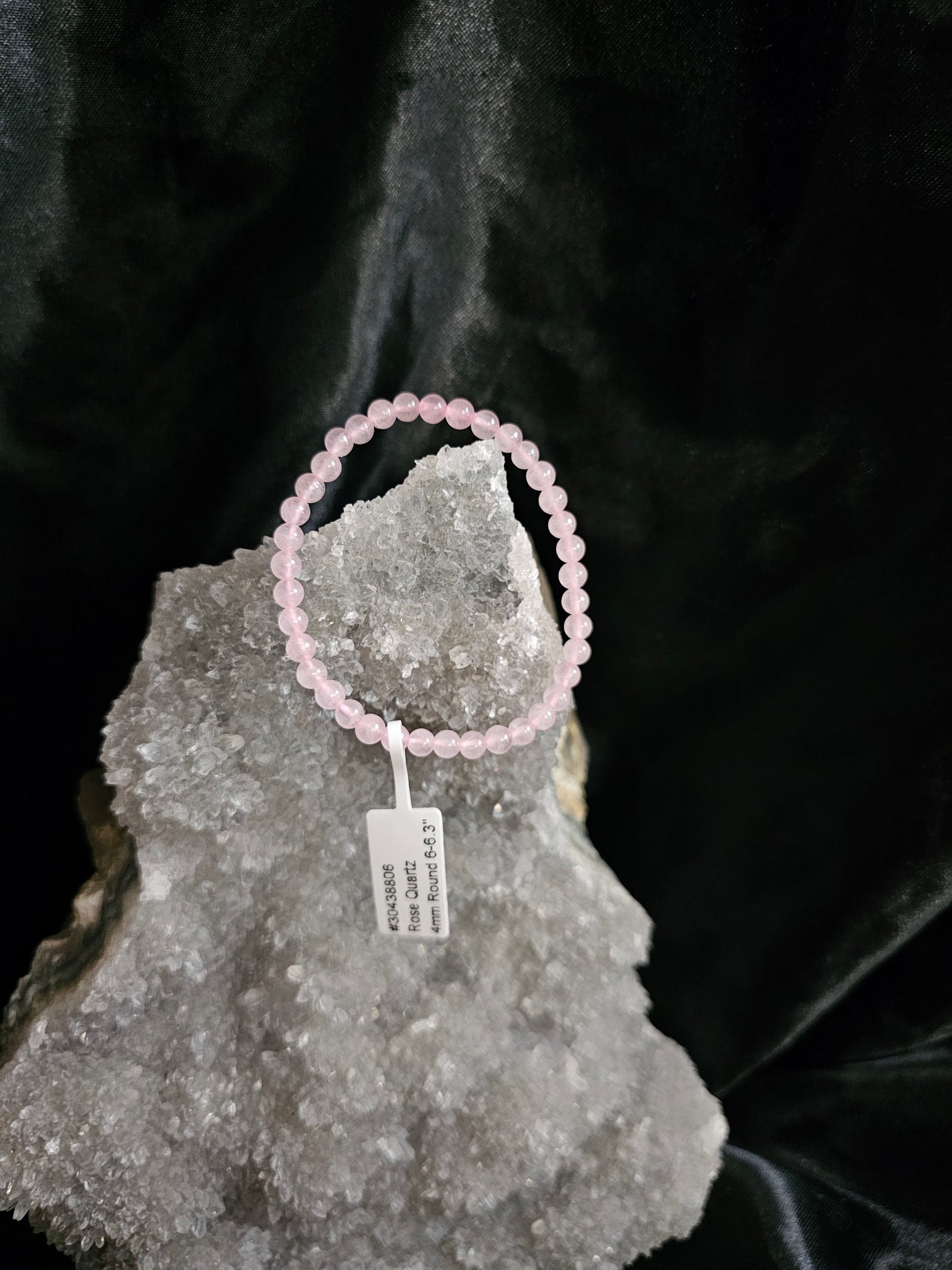 Rose Quartz Bracelet — 4mm Round, 6.5”