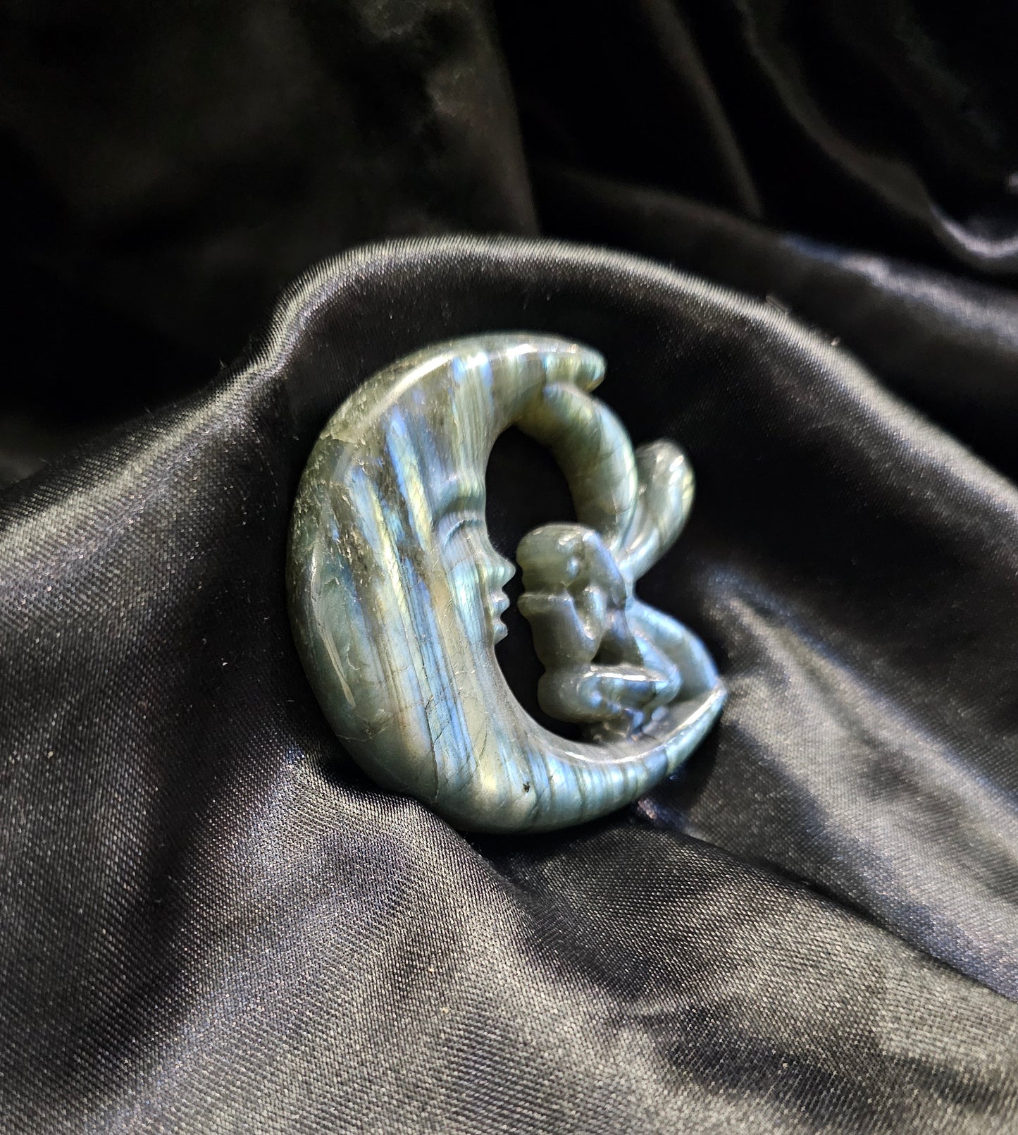 Crescent Moon w/ Fairy - Labradorite