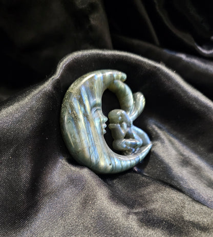 Crescent Moon w/ Fairy - Labradorite