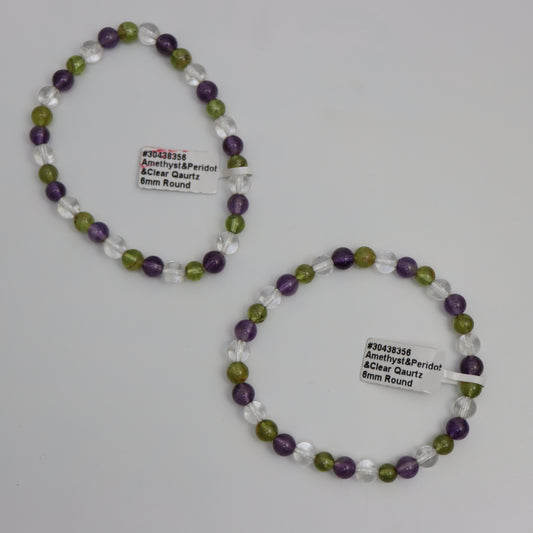 Amethyst / Quartz / Peridot Bracelet