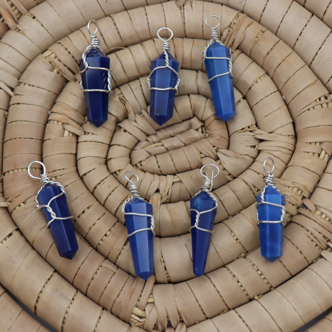 Blue Onyx Wire Wrap Pendant