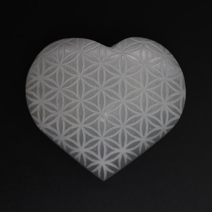 Etched Selenite Heart