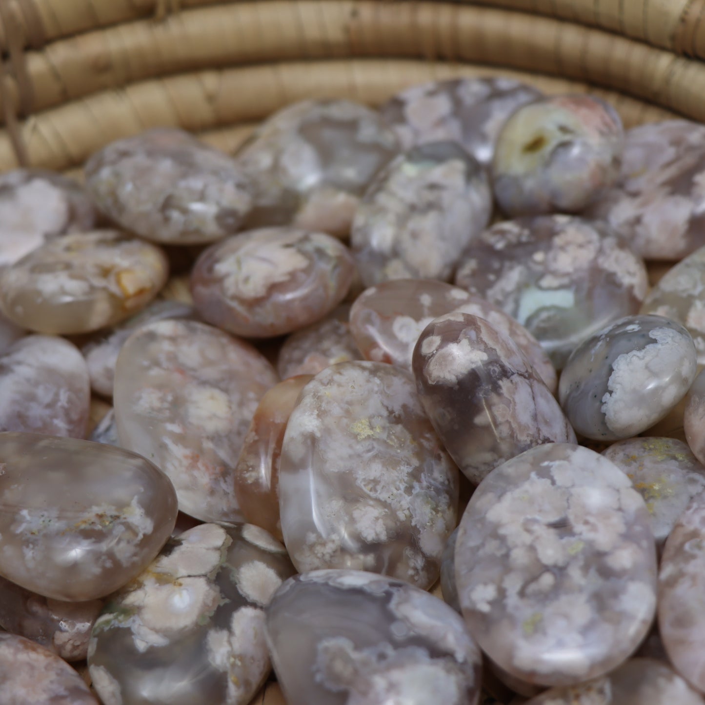 Flower Agate Palm Stone