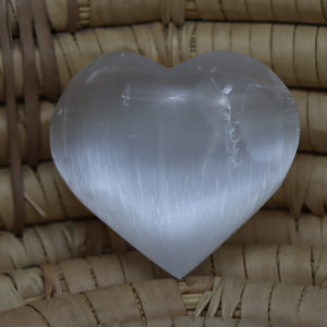 White Selenite Heart