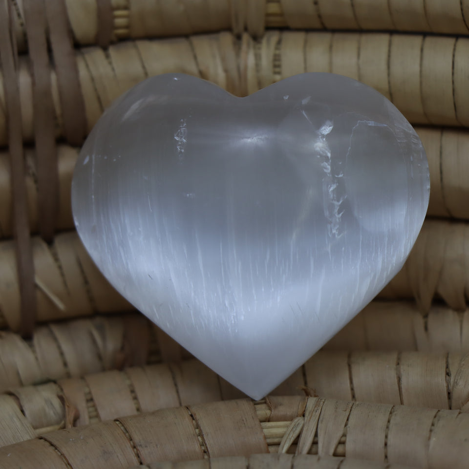 White Selenite Heart
