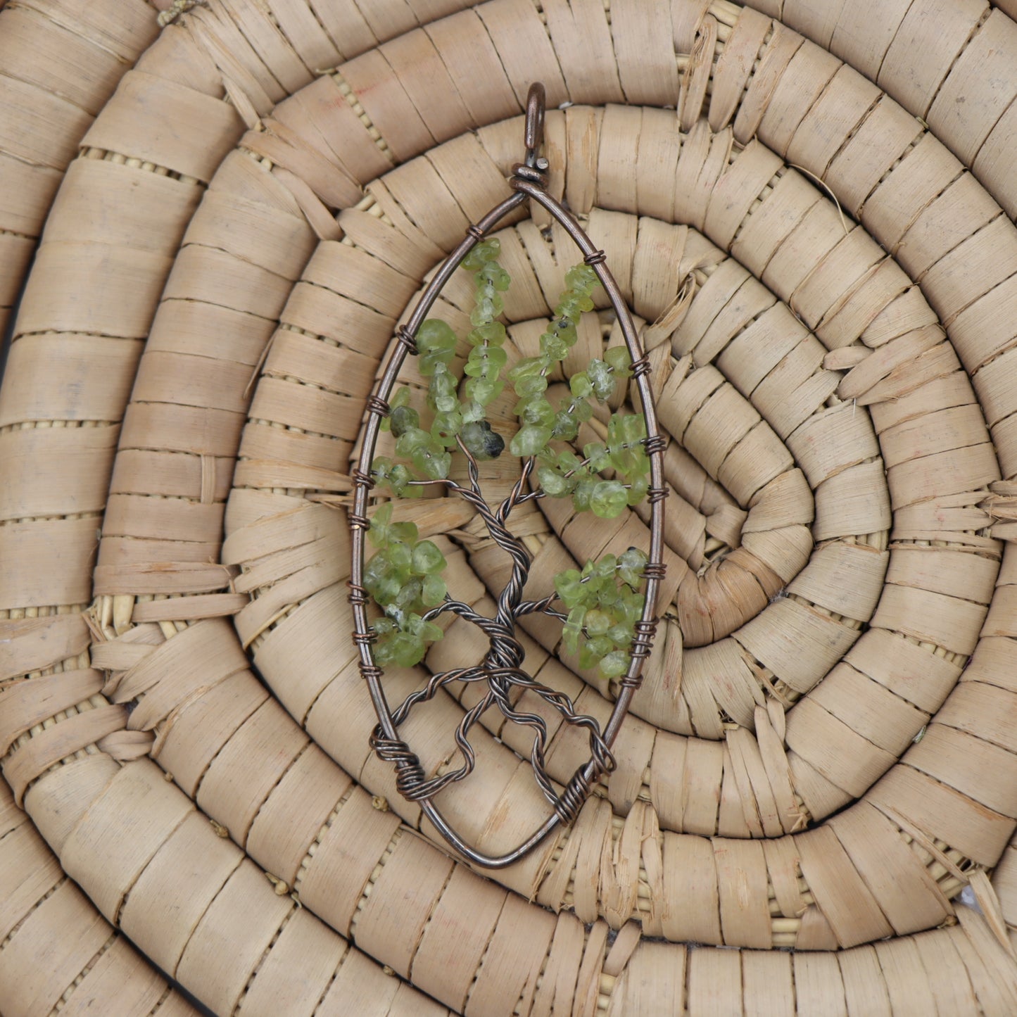 Copper Tree of life w/ Peridot Pendant