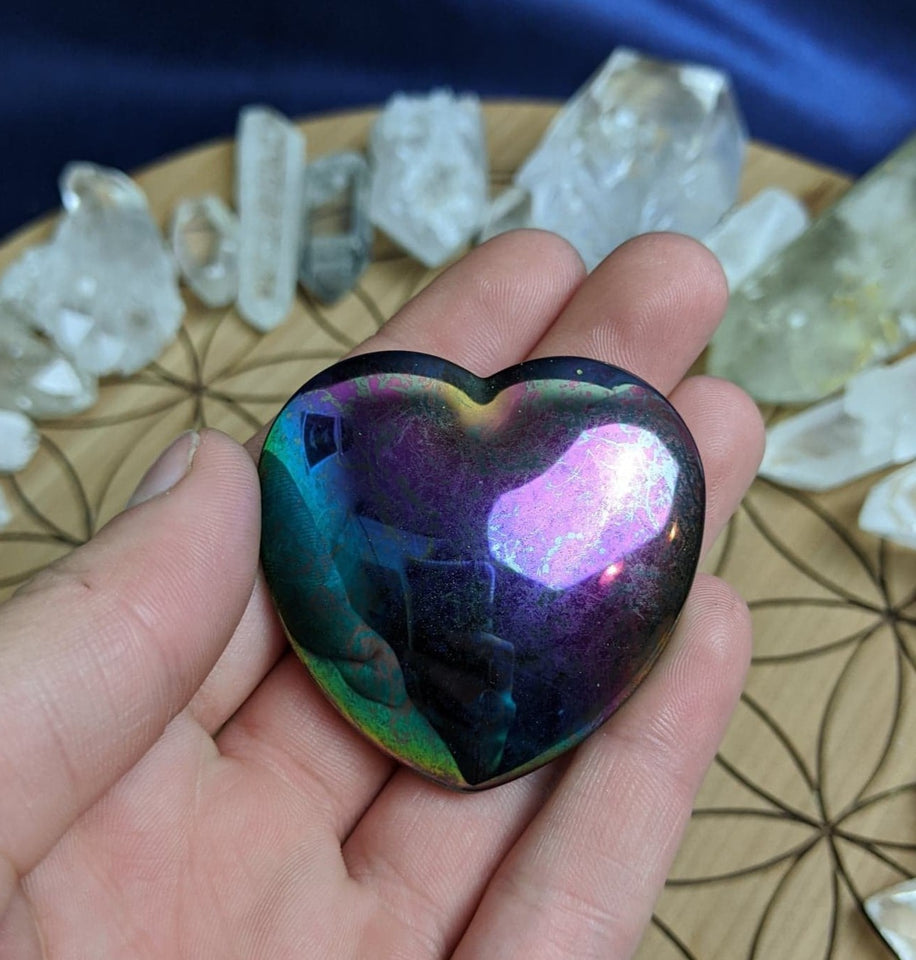 Rainbow Hematite Crystal Heart